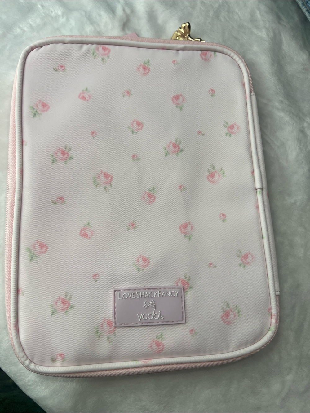 LoveShackFancy Pink Floral Kids Accessories Organizer with Gold Bow - Picture 3 of 6